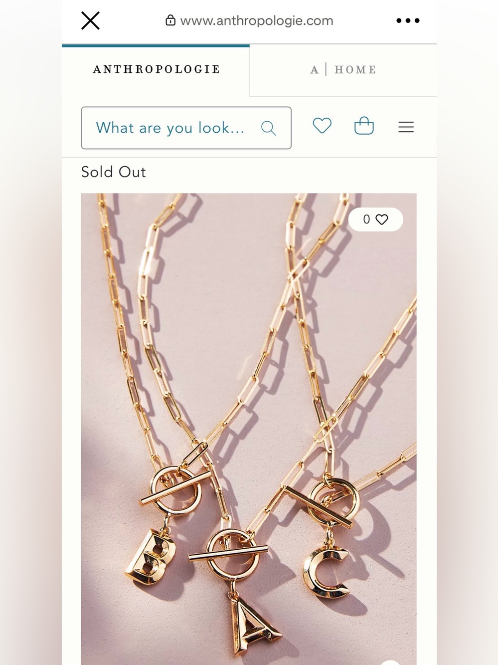 Anthropologie Gold Initial Pendant Necklace - Letter J